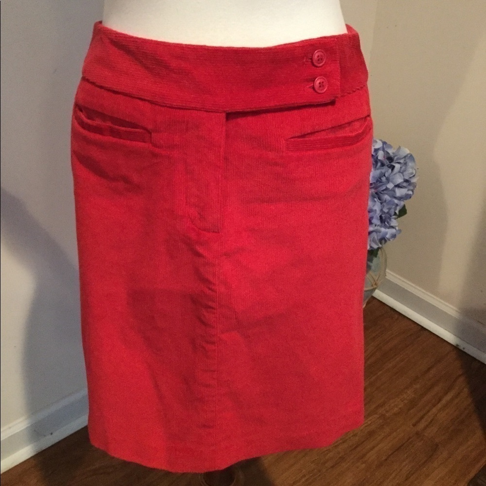 NEW York & Company Red Cotton Corduroy Skirt